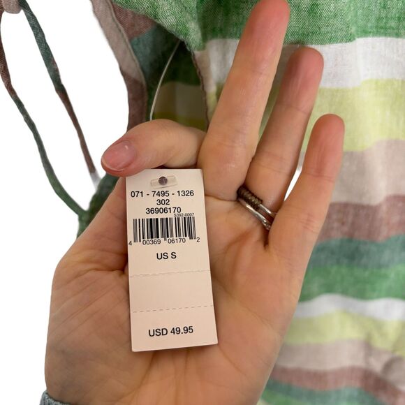 NWT Aerie Linen Blend Multicolor Striped Side Cut Out Mini Dress Women's Small - Picture 6 of 8